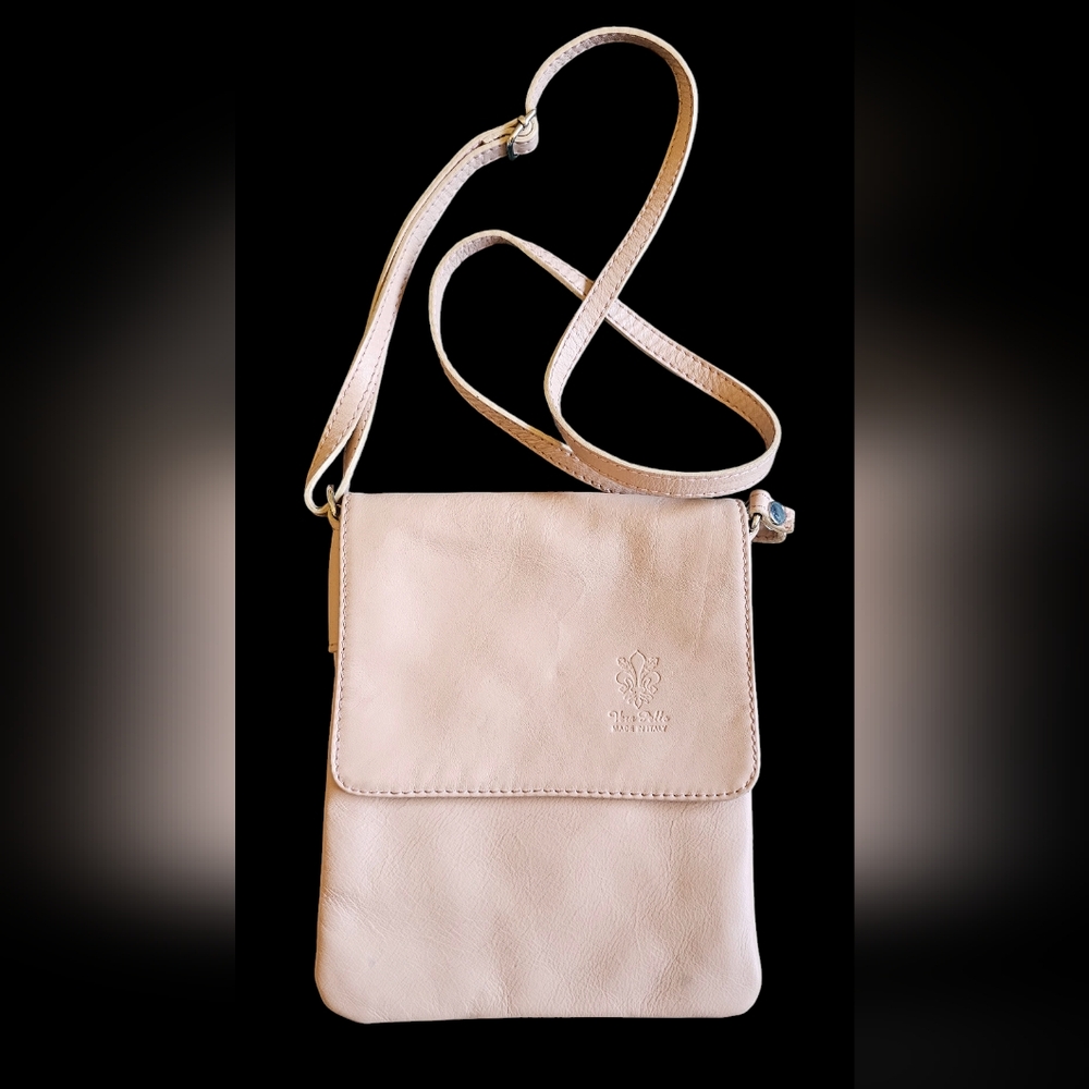 Vera pelle beige leather crossbody bag